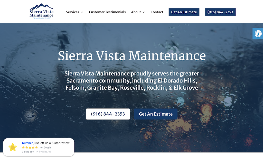 Captura de Imagen del Sitio Web de Lavado a Presion de Sierra Vista Maintenance